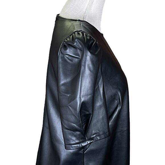 NWT LOFT Women's 12 Faux Leather Shift Dress Black Office Siren Career Edgy Work - Picture 6 of 11